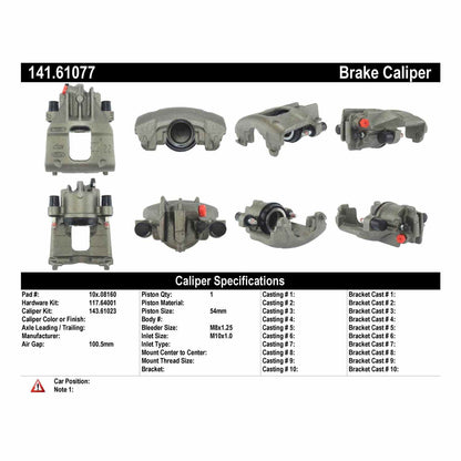 Centric Parts Disc Brake Caliper Semi-Loaded with Anti-Corrosion Finish for 2000-2004 Ford Focus 141.61077