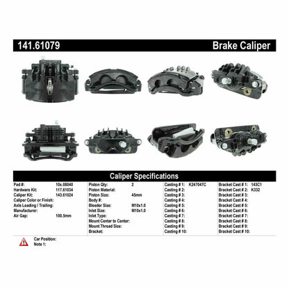 Centric Parts Semi-Loaded Brake Caliper with New Phenolic Pistons 141.61079