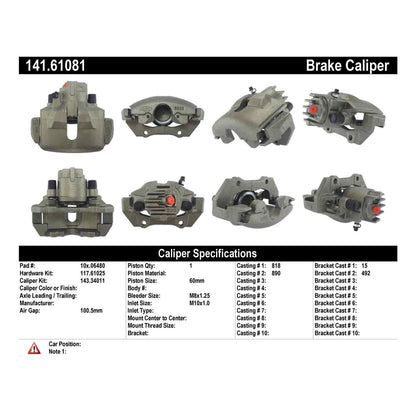 Stoptech Centric Semi-Loaded Brake Caliper - Front Right 141.61081
