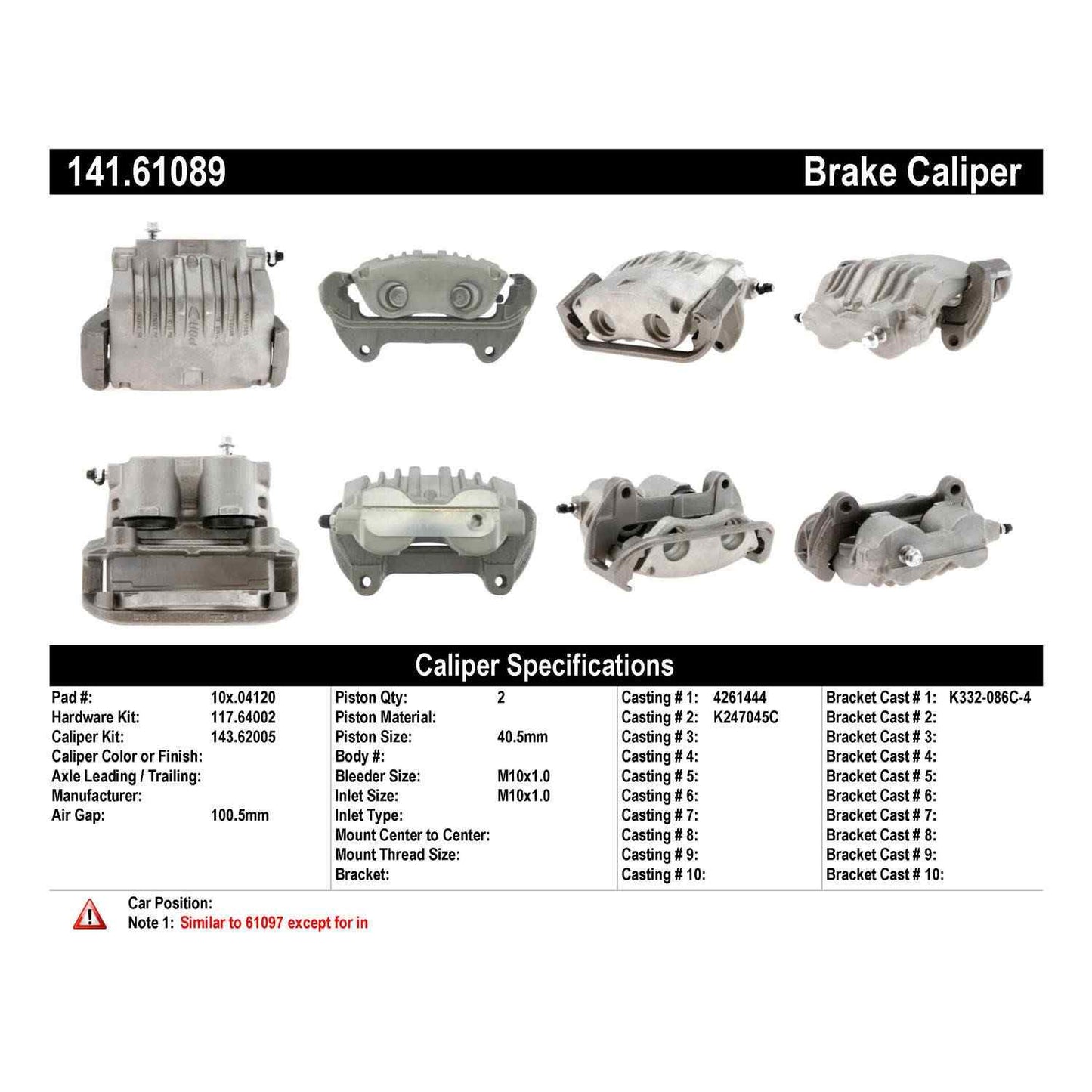 StopTech Semi-Loaded Brake Caliper 141.61089