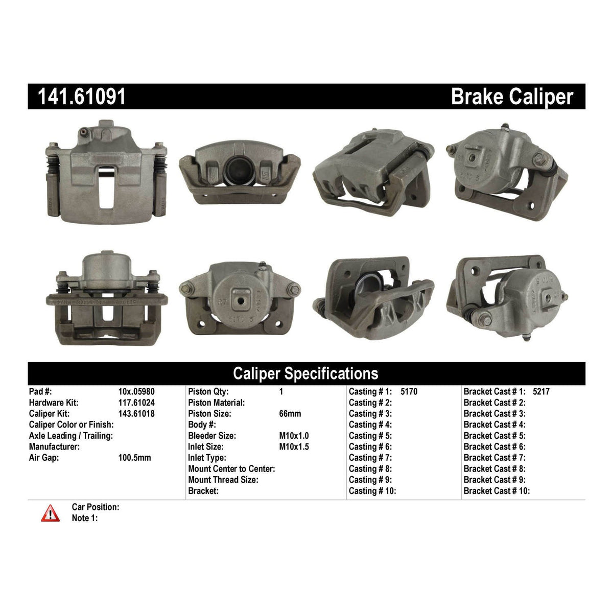 Centric Parts Semi-Loaded Brake Caliper 141.61091