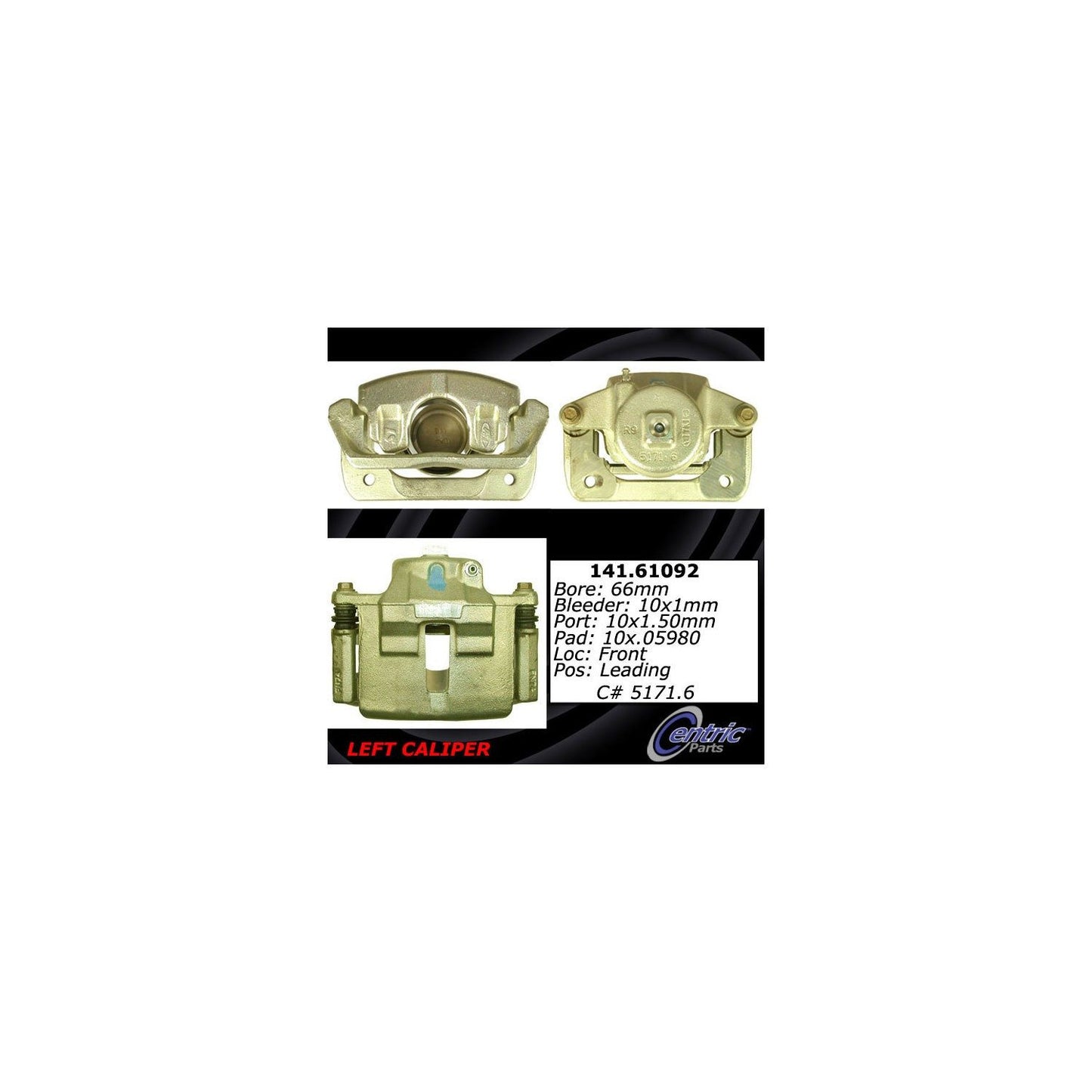 Centric Parts Disc Brake Caliper Semi-Loaded with Anti-Corrosion Finish for 2001-2007 Ford Taurus, 2002 Lincoln Continental, 2005-2001 Mercury Sable 141.61092