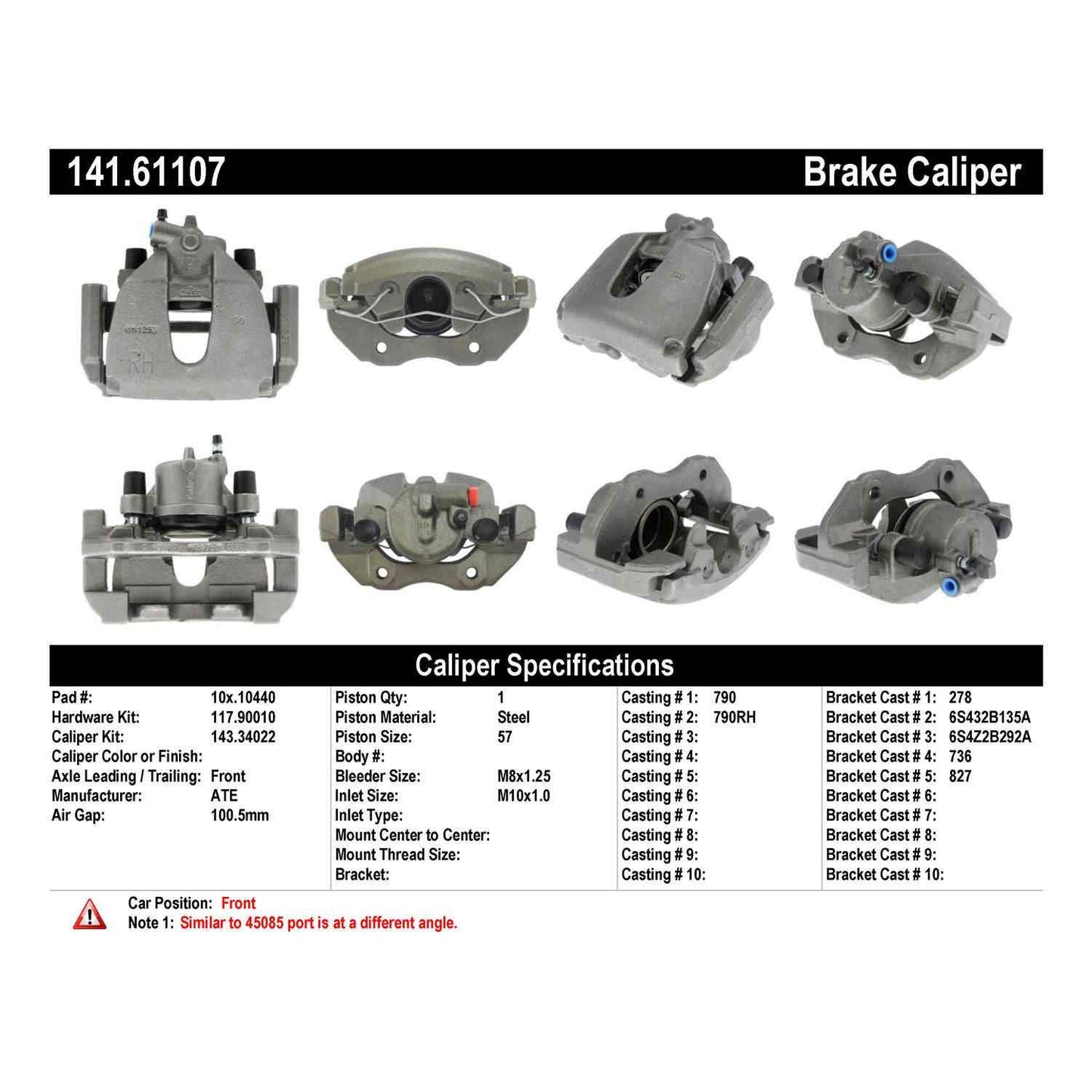 Centric Parts Disc Brake Caliper Semi-Loaded with Anti-Corrosion Finish for 2005-2007 Ford Focus 141.61107