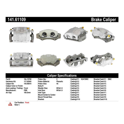 Centric Parts Semi-Loaded Brake Caliper with New Phenolic Pistons 141.61109