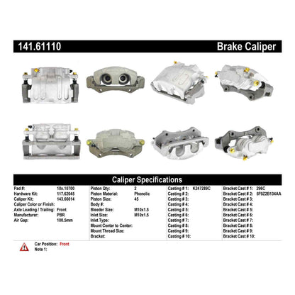 Centric Parts Disc Brake Caliper Semi-Loaded with New Phenolic Pistons for 2005-2007 Ford Five Hundred Freestyle Mercury Montego 141.61110