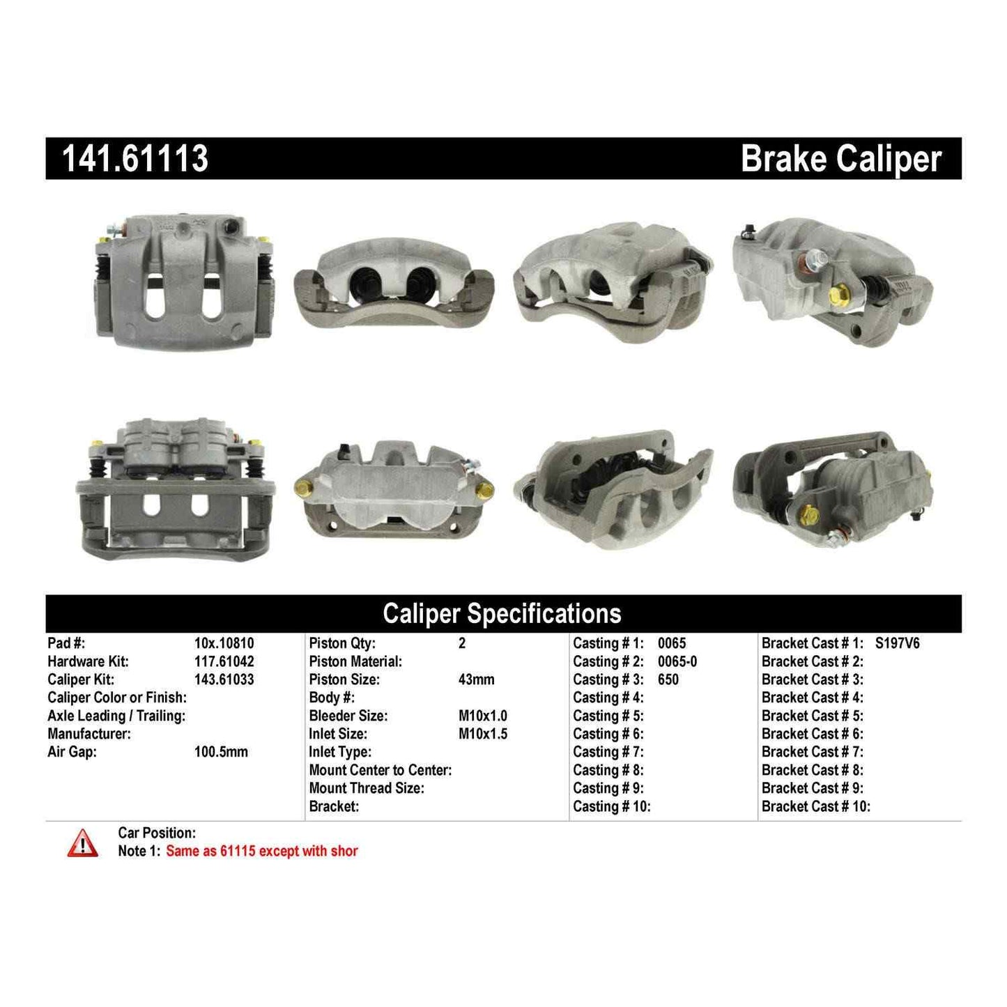 Centric Parts Disc Brake Caliper Semi-Loaded with New Phenolic Pistons for 2005-2010 Ford Mustang 141.61113