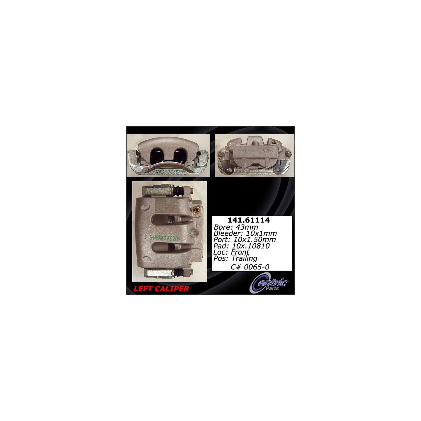 Centric Parts Disc Brake Caliper Semi-Loaded with New Phenolic Pistons for 2005-2010 Ford Mustang 141.61114