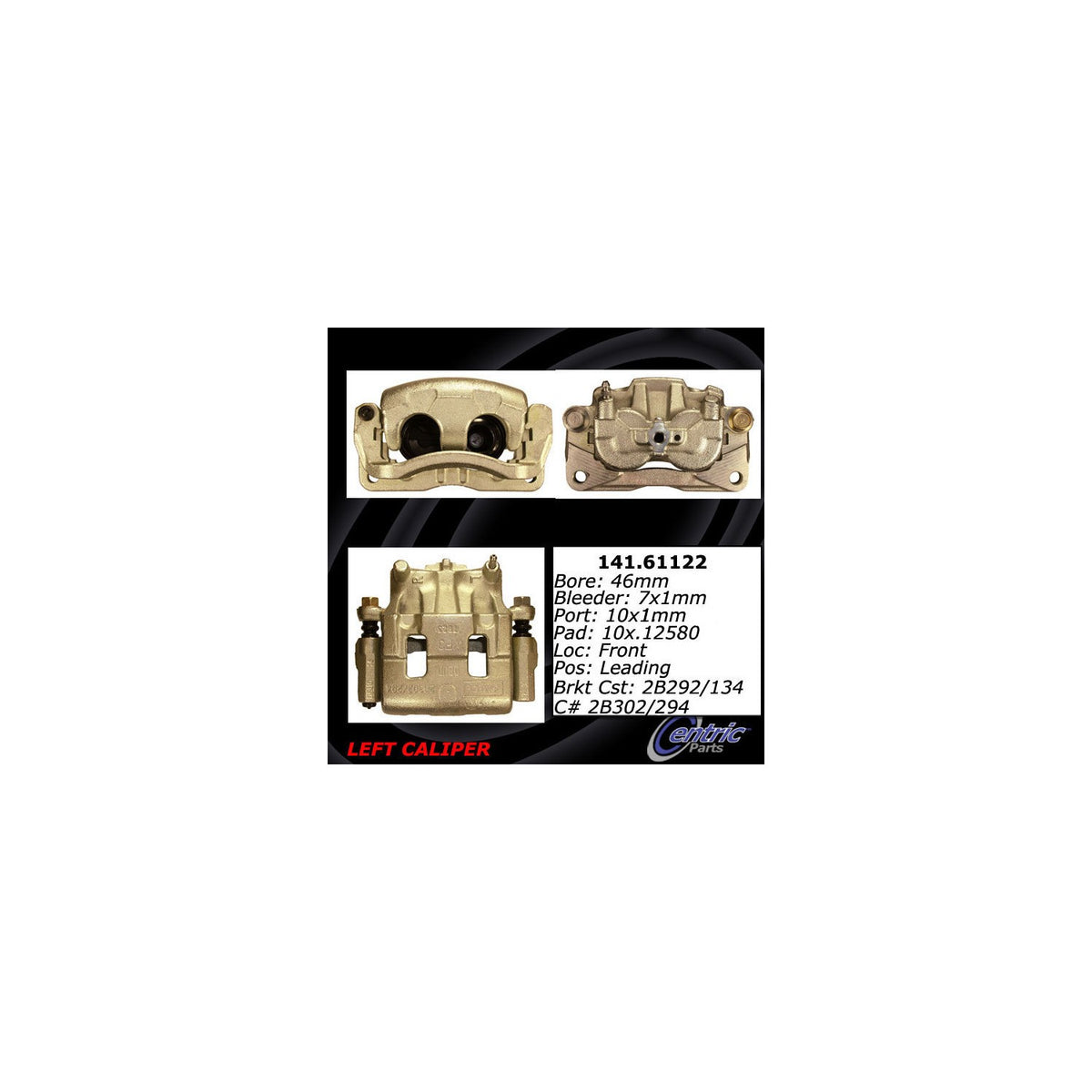 Centric Parts Disc Brake Caliper Semi-Loaded with New Phenolic Pistons for 2007-2008 Ford Edge Lincoln MKX 141.61122