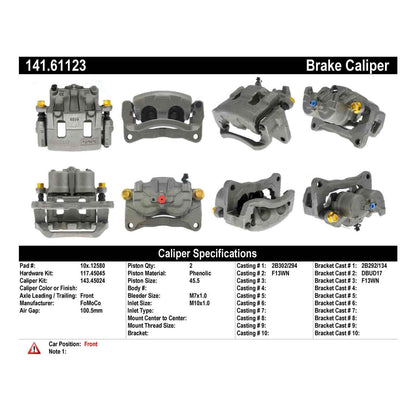 Centric Parts Disc Brake Caliper Semi-Loaded with New Phenolic Pistons for 2007-2009 Ford Edge Lincoln MKX 141.61123
