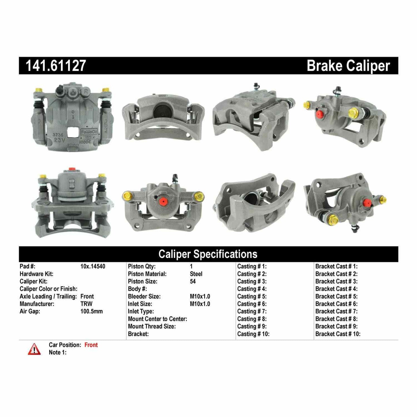 Centric Parts Semi-Loaded Brake Caliper 141.61127