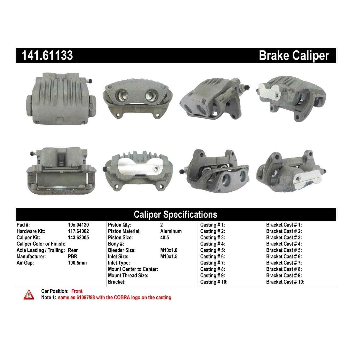 Centric Parts Semi-Loaded Brake Caliper 141.61133