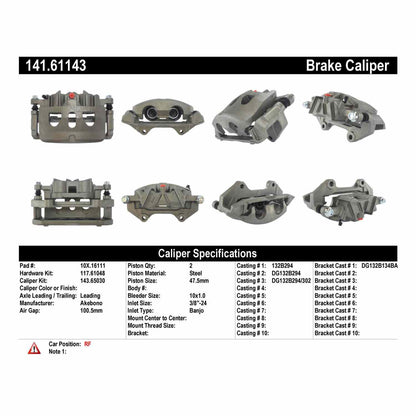 Centric Parts Semi-Loaded Brake Caliper 141.61143