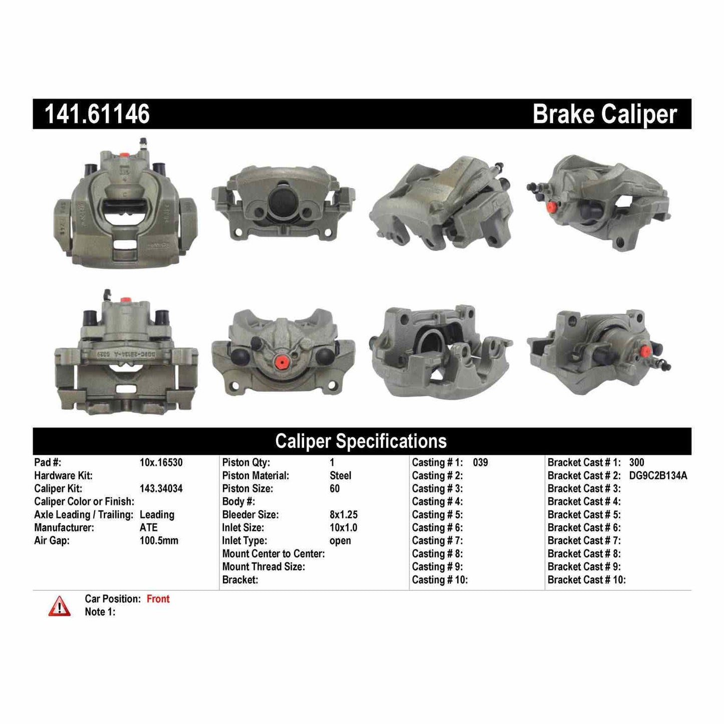 Centric Parts Disc Brake Caliper Remanufactured with Anti-Corrosion Finish 141.61146