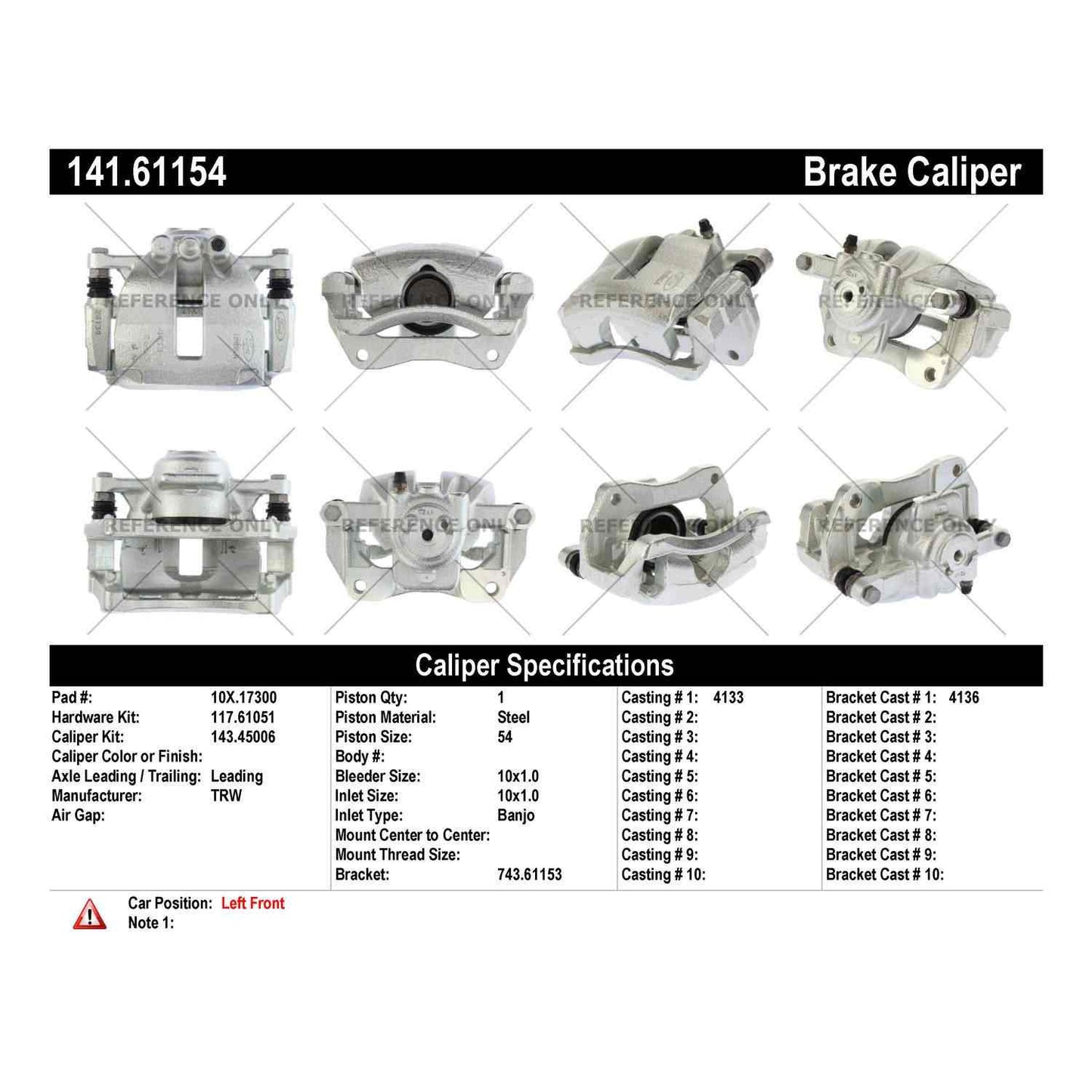 Centric Parts Semi-Loaded Brake Caliper 141.61154