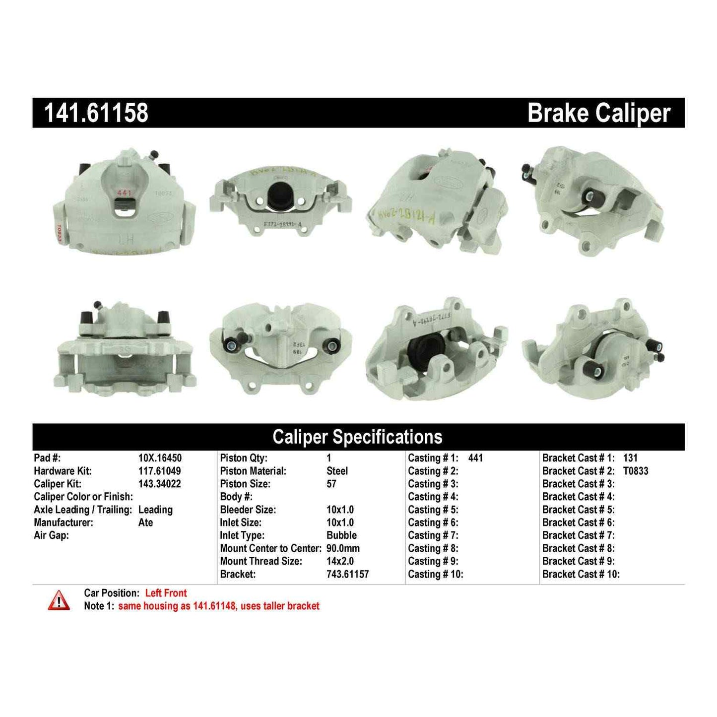 Centric Parts Semi-Loaded Brake Caliper 141.61158