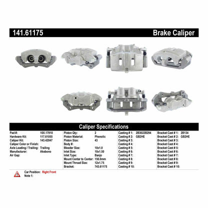 Centric Parts Disc Brake Caliper with anti-corrosion finish