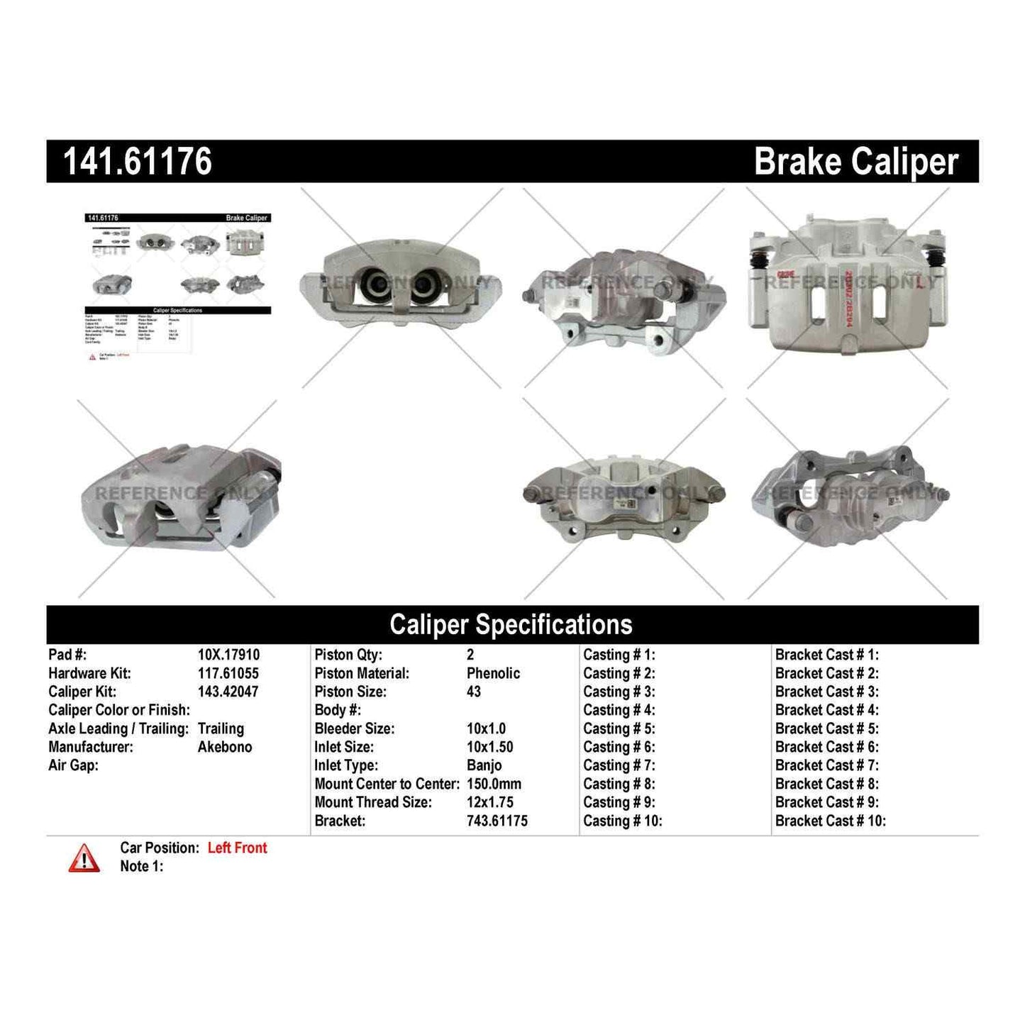 Stoptech Centric 15-18 Ford Mustang Semi-Loaded Front Left Rebuilt Brake Caliper 141.61176