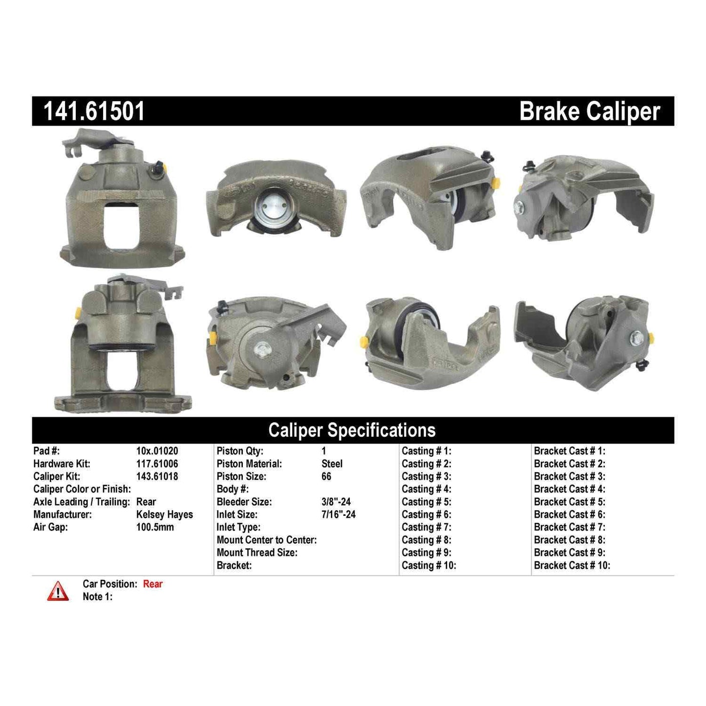 Stoptech Centric Semi-Loaded Brake Caliper - Rear Right 141.61501