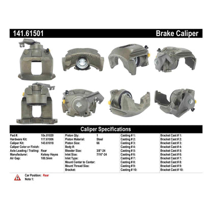 Stoptech Centric Semi-Loaded Brake Caliper - Rear Right 141.61501