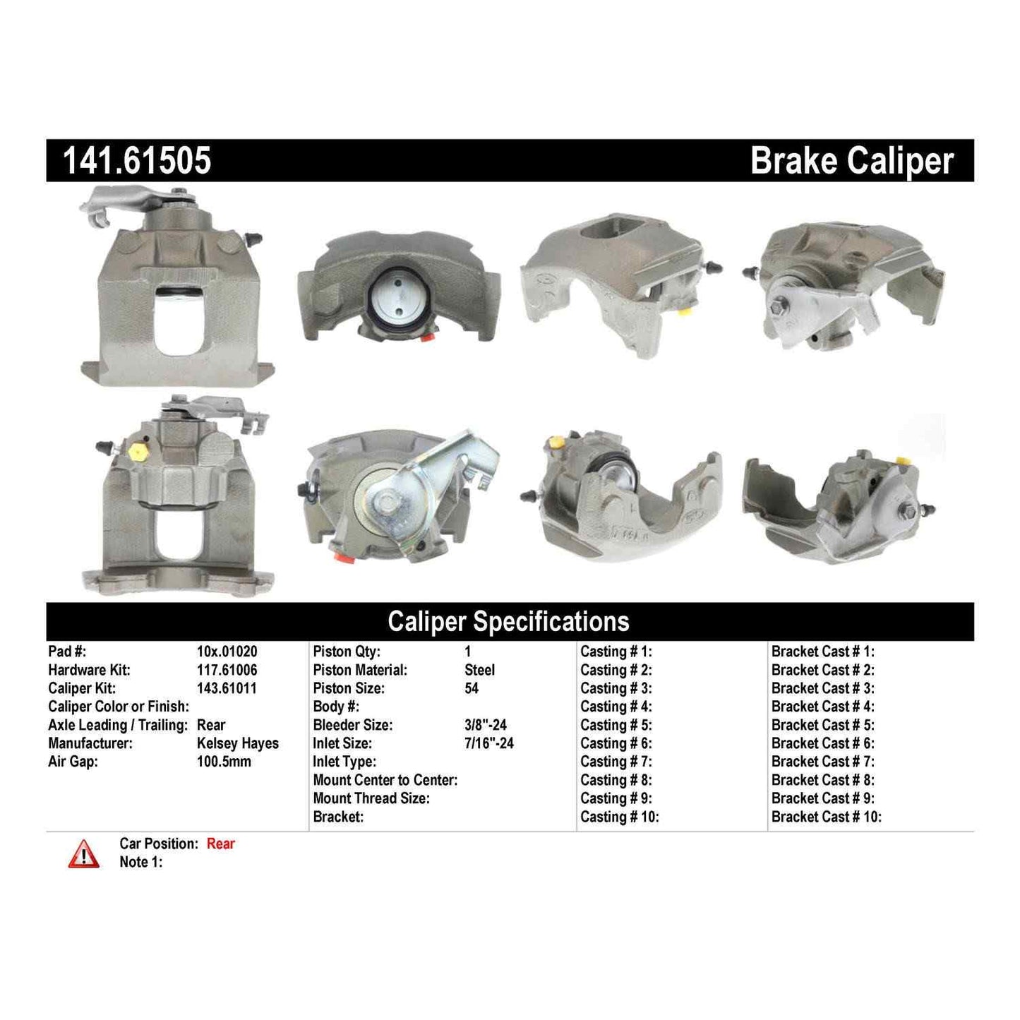 Centric Parts Semi-Loaded Brake Caliper 141.61505