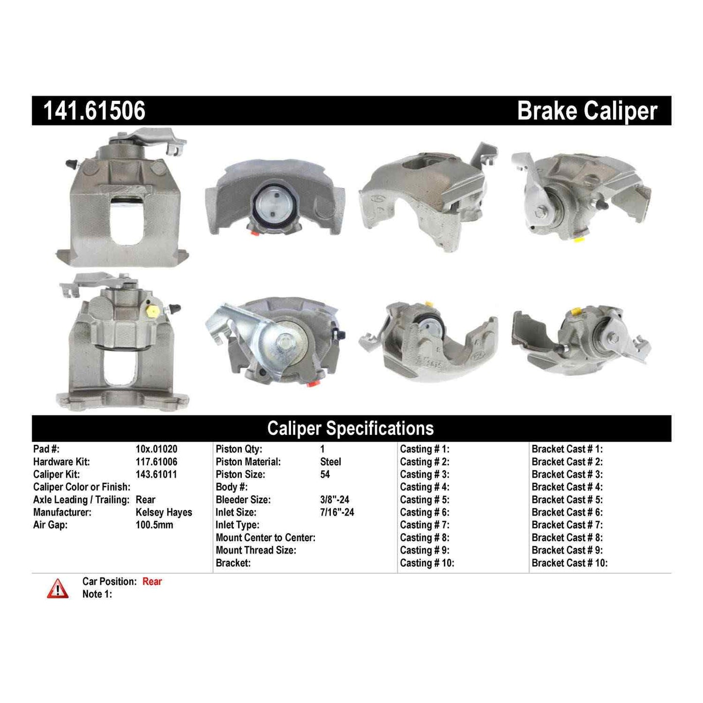 Centric Parts Disc Brake Caliper Semi-Loaded with Anti-Corrosion Finish for 1975-1980 Ford Granada Lincoln Versailles Mercury Monarch 141.61506