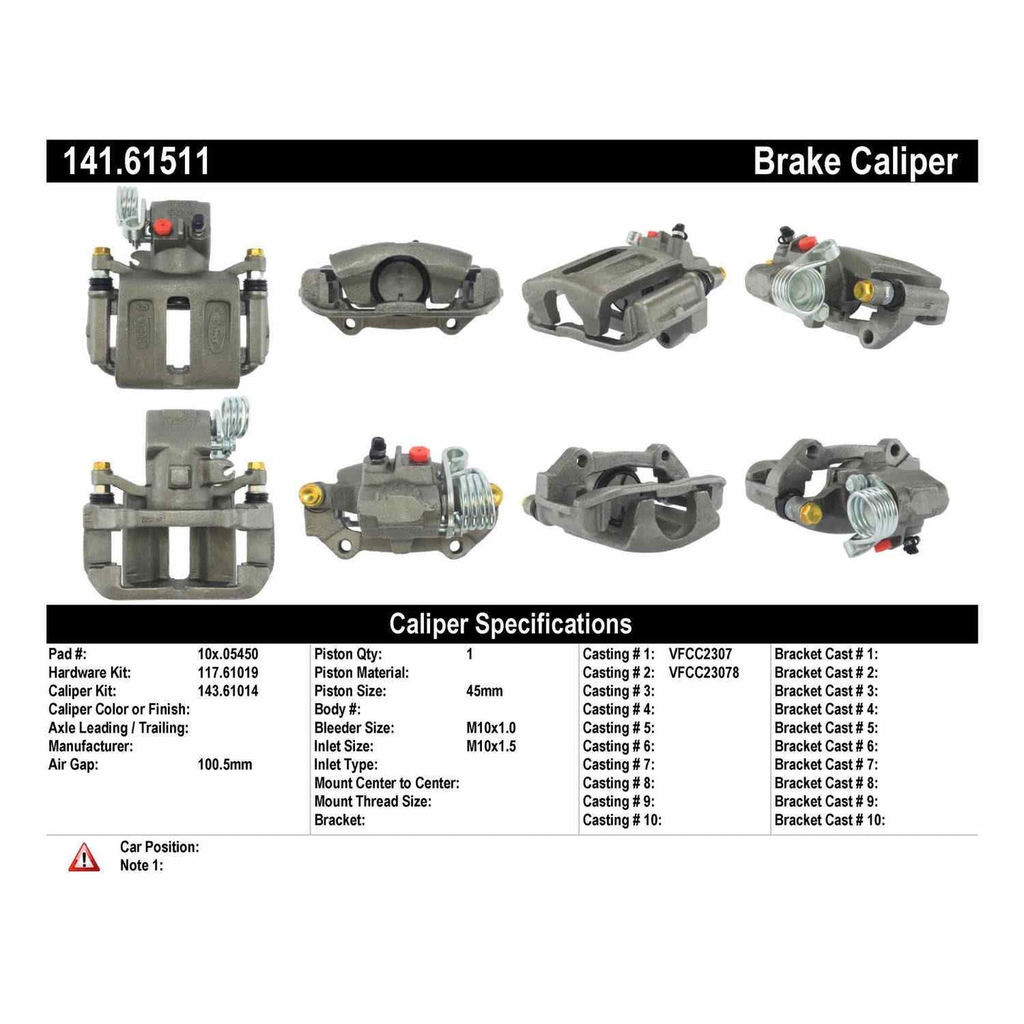 Centric Parts Semi-Loaded Brake Caliper 141.61511
