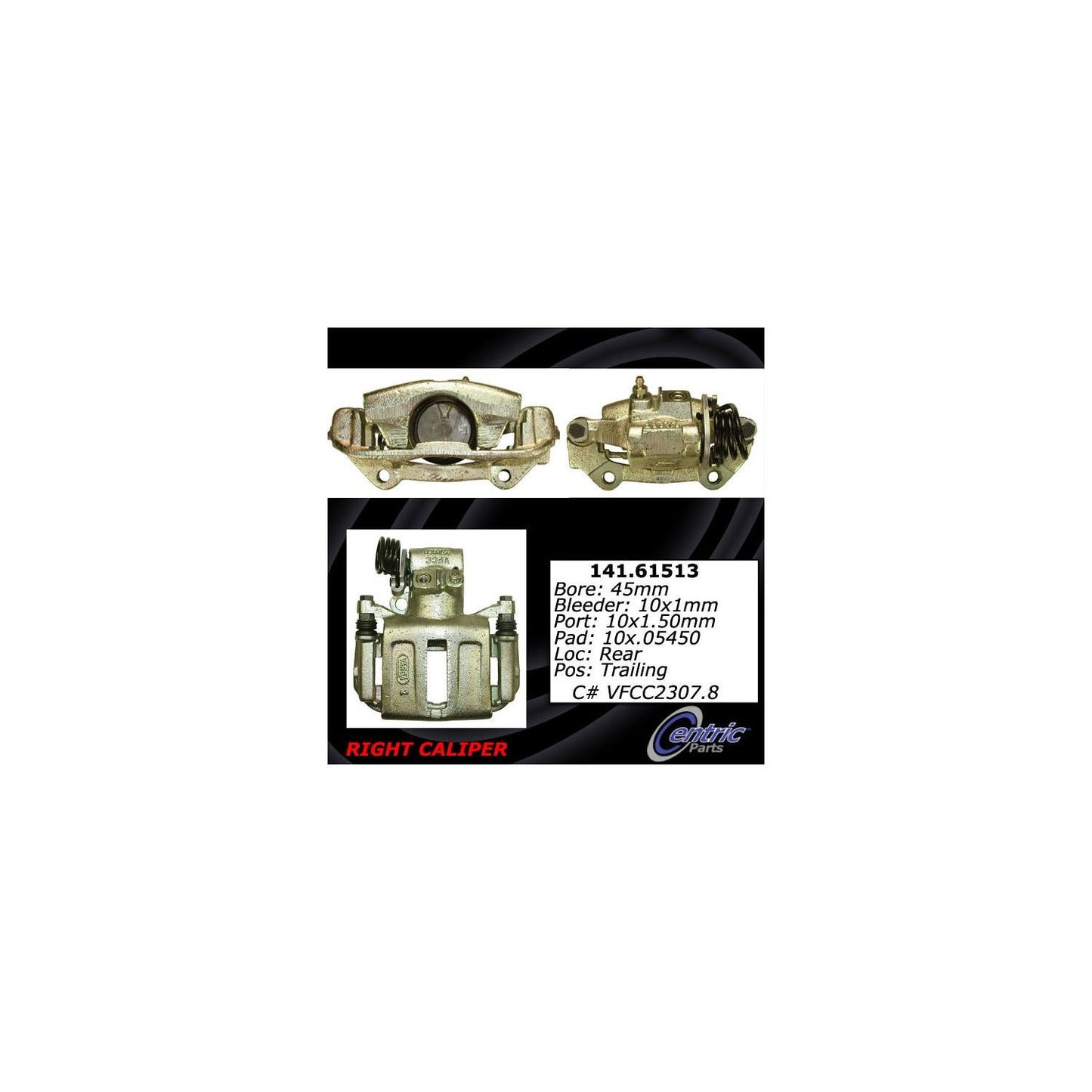 Centric Parts Disc Brake Caliper Semi-Loaded with anti‑corrosion finish for 1993 Ford Mustang, 1989–1992 Taurus, 1987–1988 Thunderbird, 1988–1992 Lincoln Continental