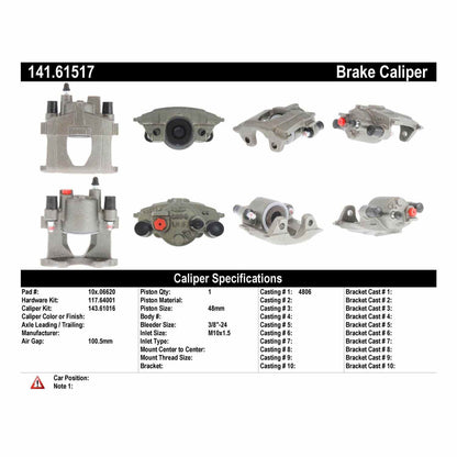 Centric Parts Disc Brake Caliper Semi-Loaded with New Phenolic Pistons for 1995-1992 Ford Crown Victoria Lincoln Town Car Mercury Grand Marquis 141.61517