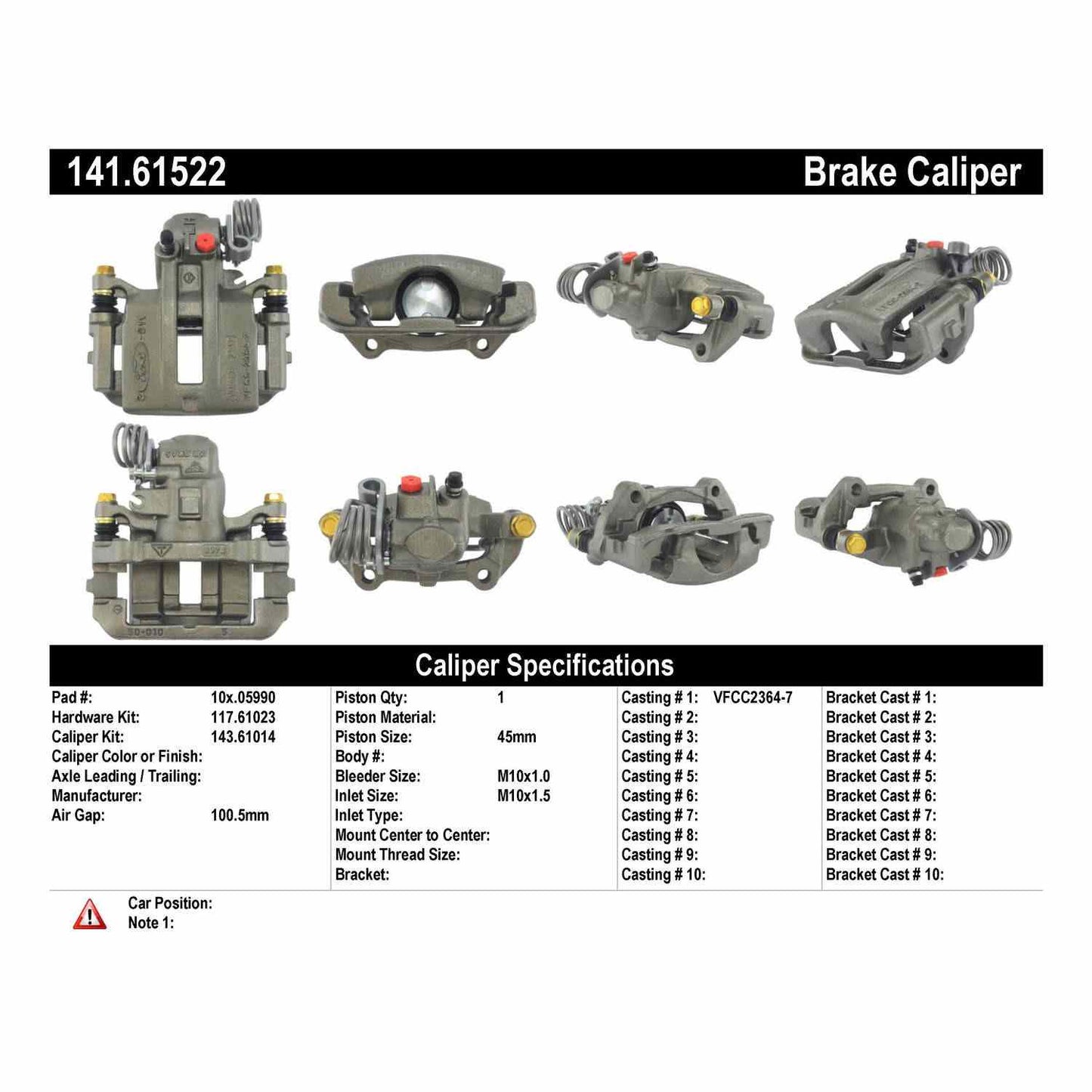 Stoptech Centric Semi-Loaded Brake Caliper - Rear Left 141.61522