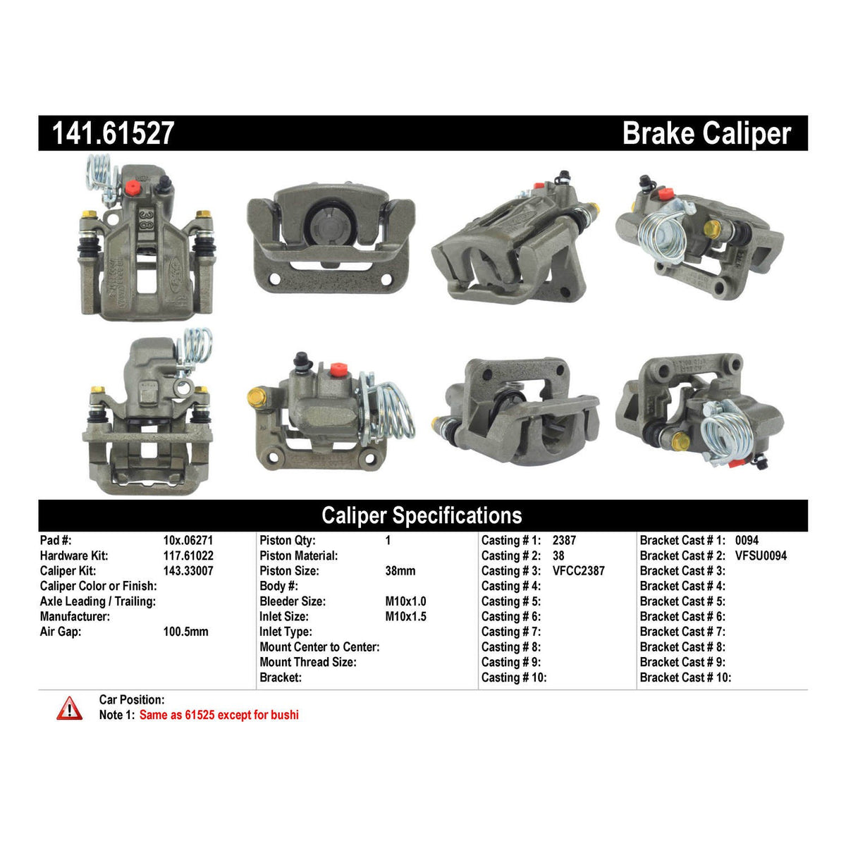 Stoptech Centric 94-04 Ford Mustang Cobra Left Rear Semi-Loaded Caliper 141.61527