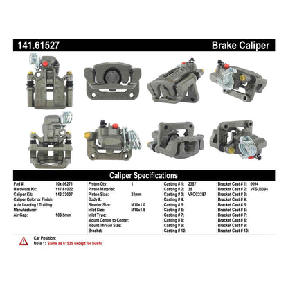 Centric Parts Disc Brake Caliper Semi-Loaded with Anti-Corrosion Finish for 141.61527