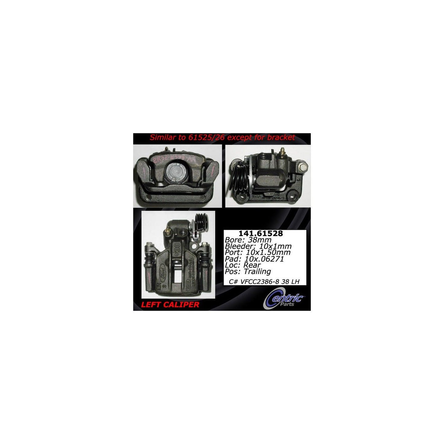 Stoptech Centric 98-04 Ford Mustang SVT Cobra Semi-Loaded Rear Left Brake Caliper 141.61528