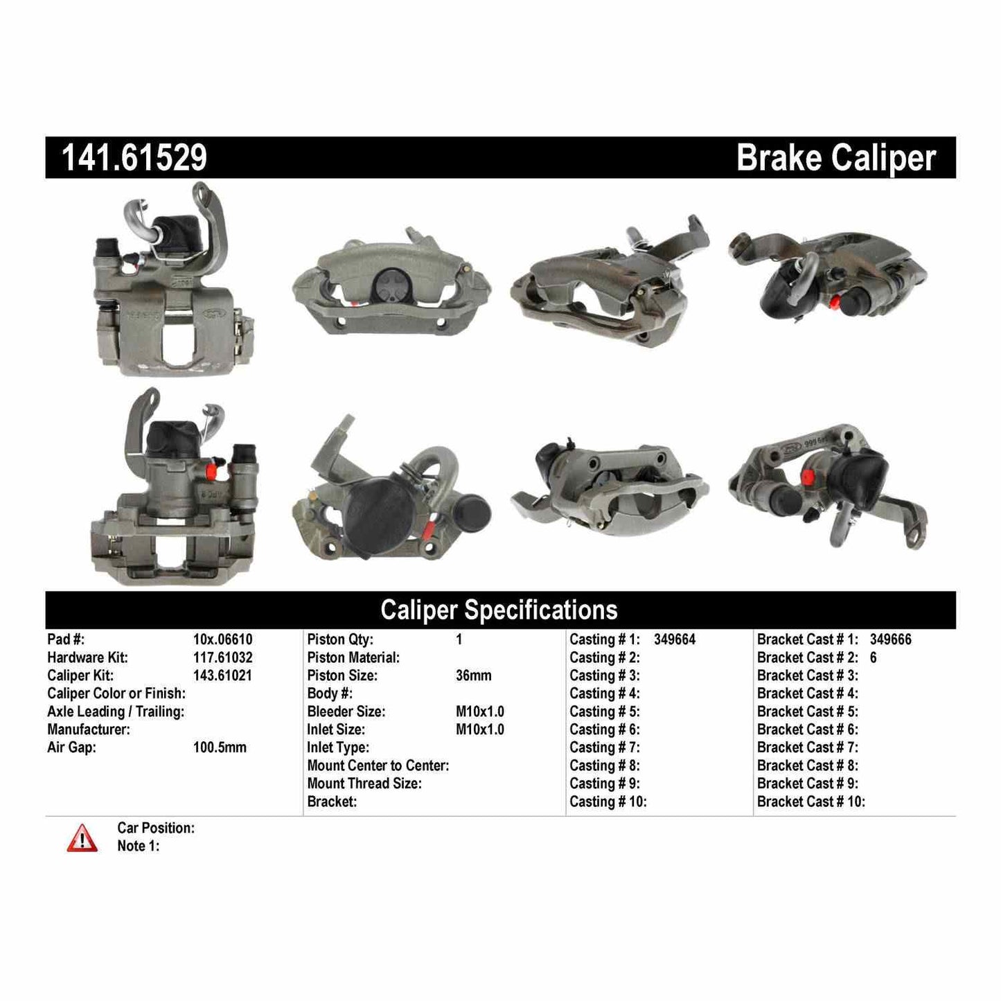 Centric Parts Disc Brake Caliper Semi-Loaded with Anti-Corrosion Finish 141.61529