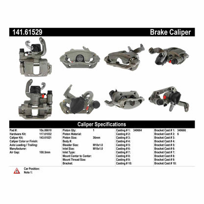 Centric Parts Disc Brake Caliper Semi-Loaded with Anti-Corrosion Finish 141.61529