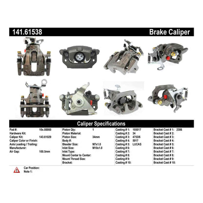 Centric Parts Semi-Loaded Brake Caliper 141.61538