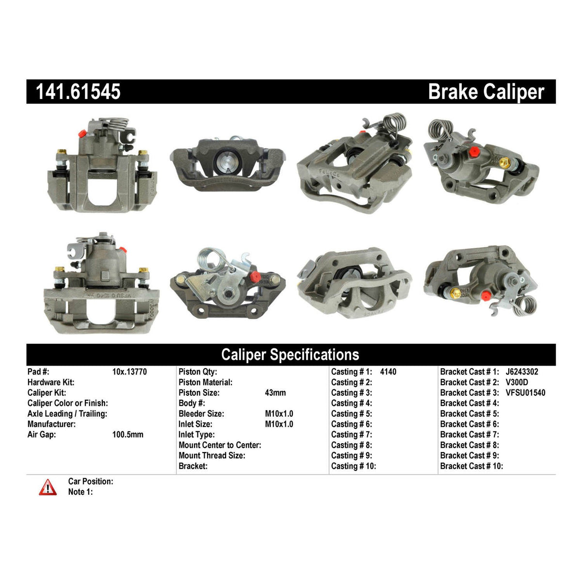 Centric Parts Semi-Loaded Brake Caliper 141.61545