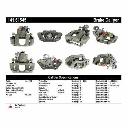 Centric Parts Semi-Loaded Disc Brake Caliper with anti-corrosion finish 141.61545