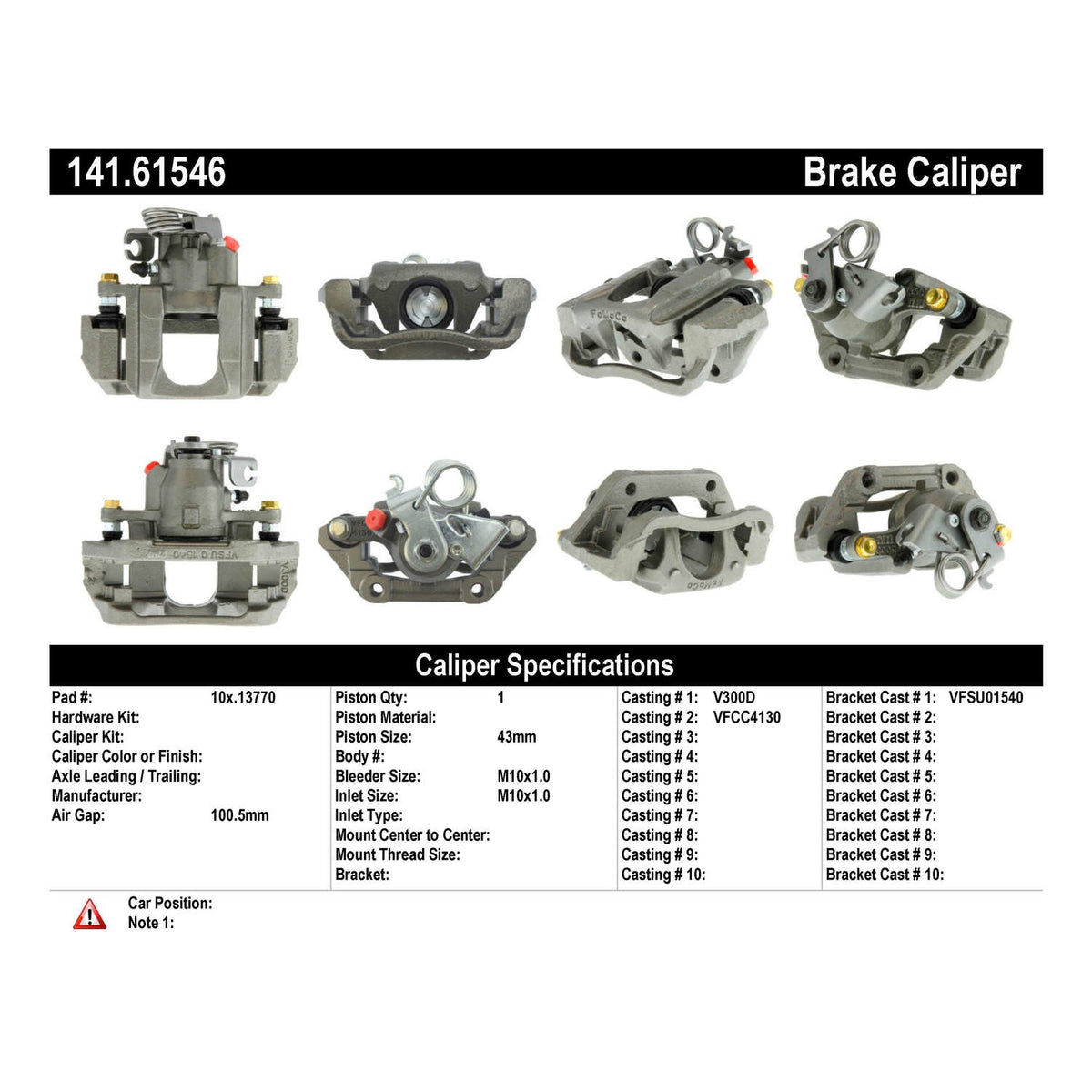 Centric Parts Semi-Loaded Brake Caliper 141.61546