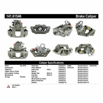 Centric Parts Disc Brake Caliper Semi-Loaded for 141.61546