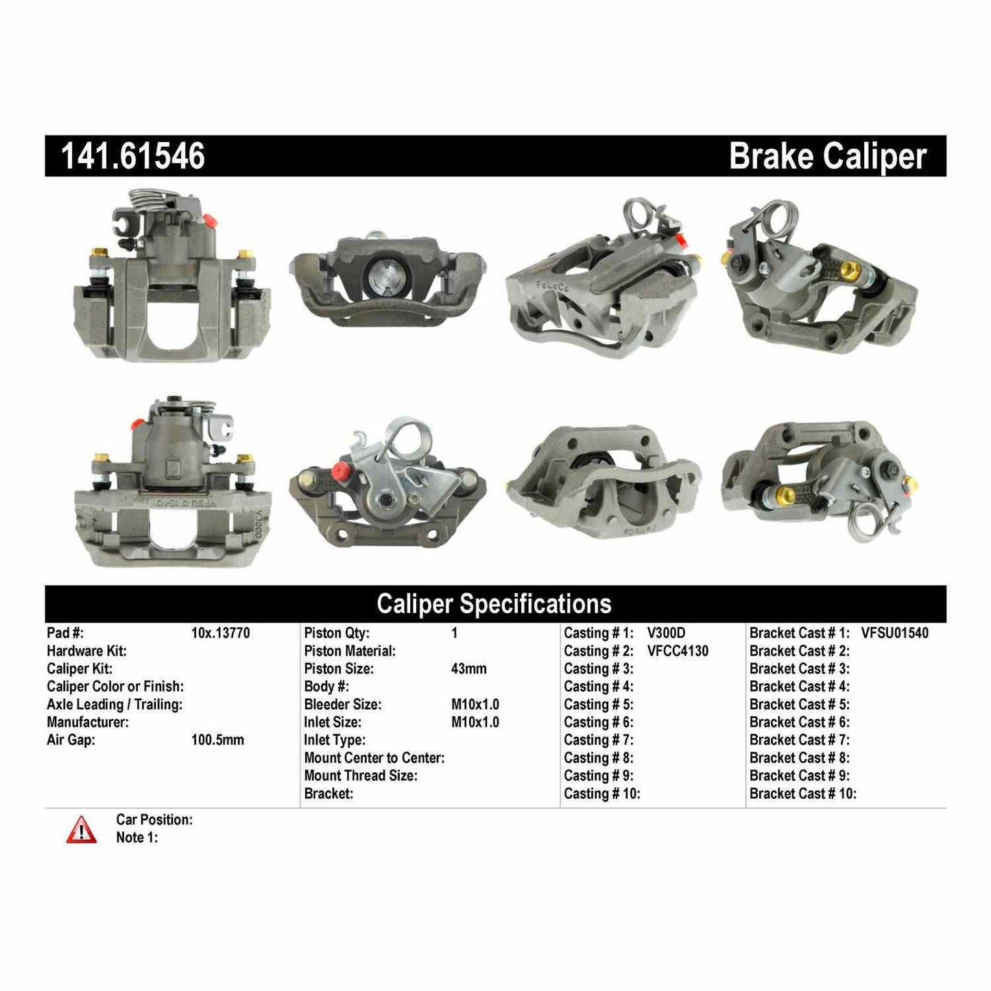 Centric Parts Semi-Loaded Brake Caliper 141.61546