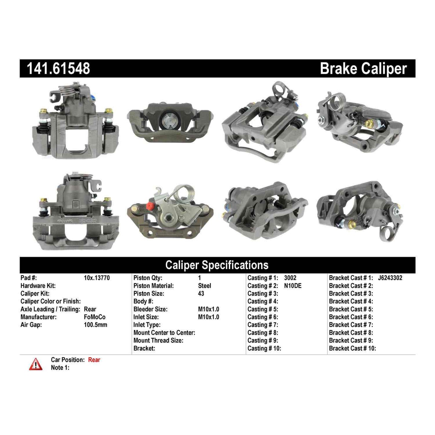 Centric Parts Semi-Loaded Brake Caliper 141.61548