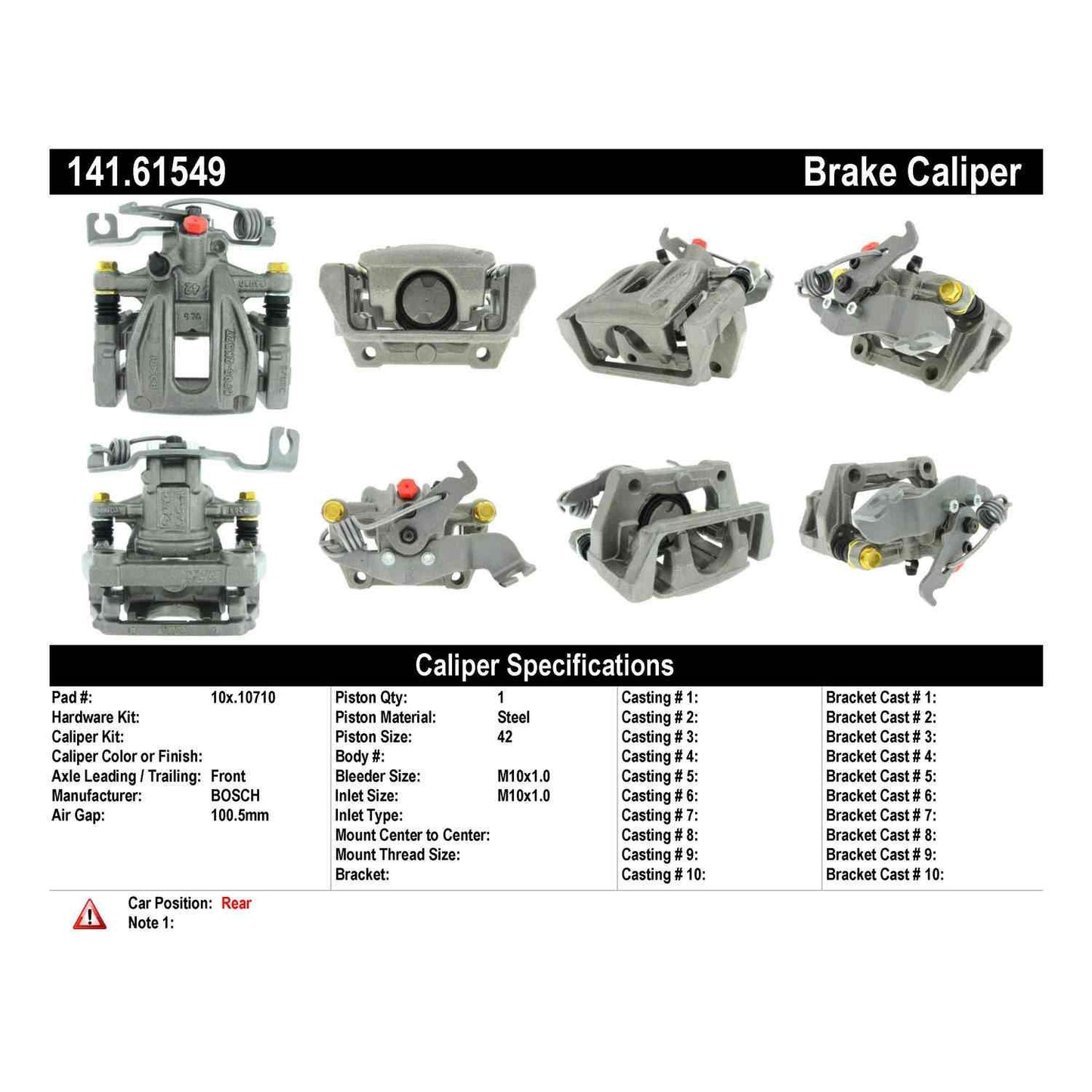 Centric Parts Disc Brake Caliper Semi-Loaded for 141.61549