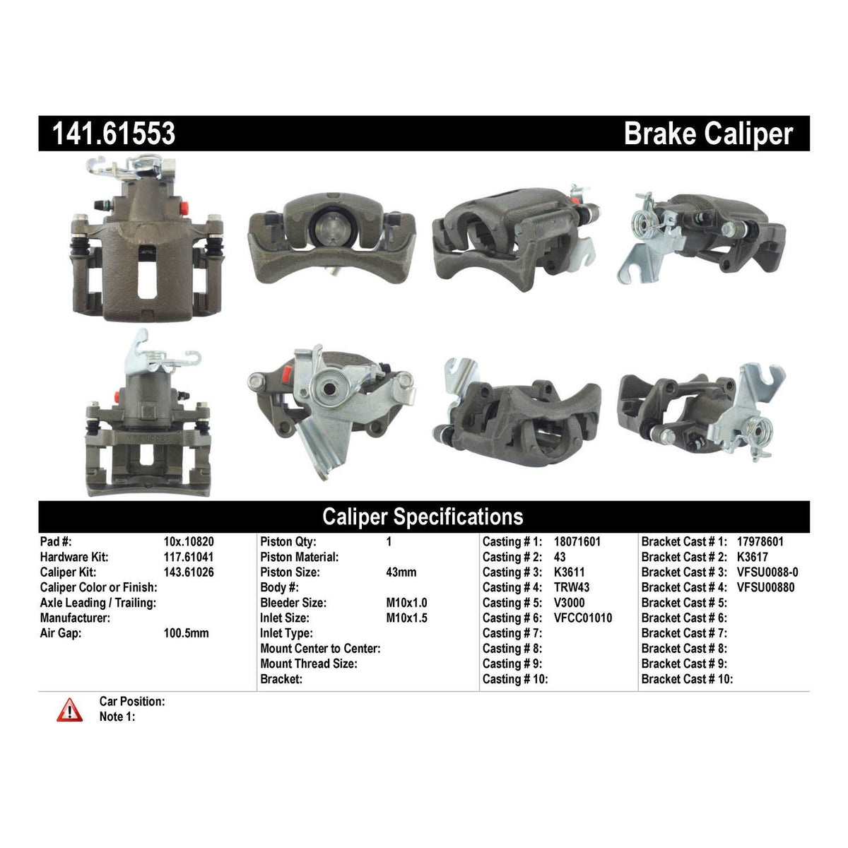 Centric Parts Disc Brake Caliper Semi-Loaded for 141.61553