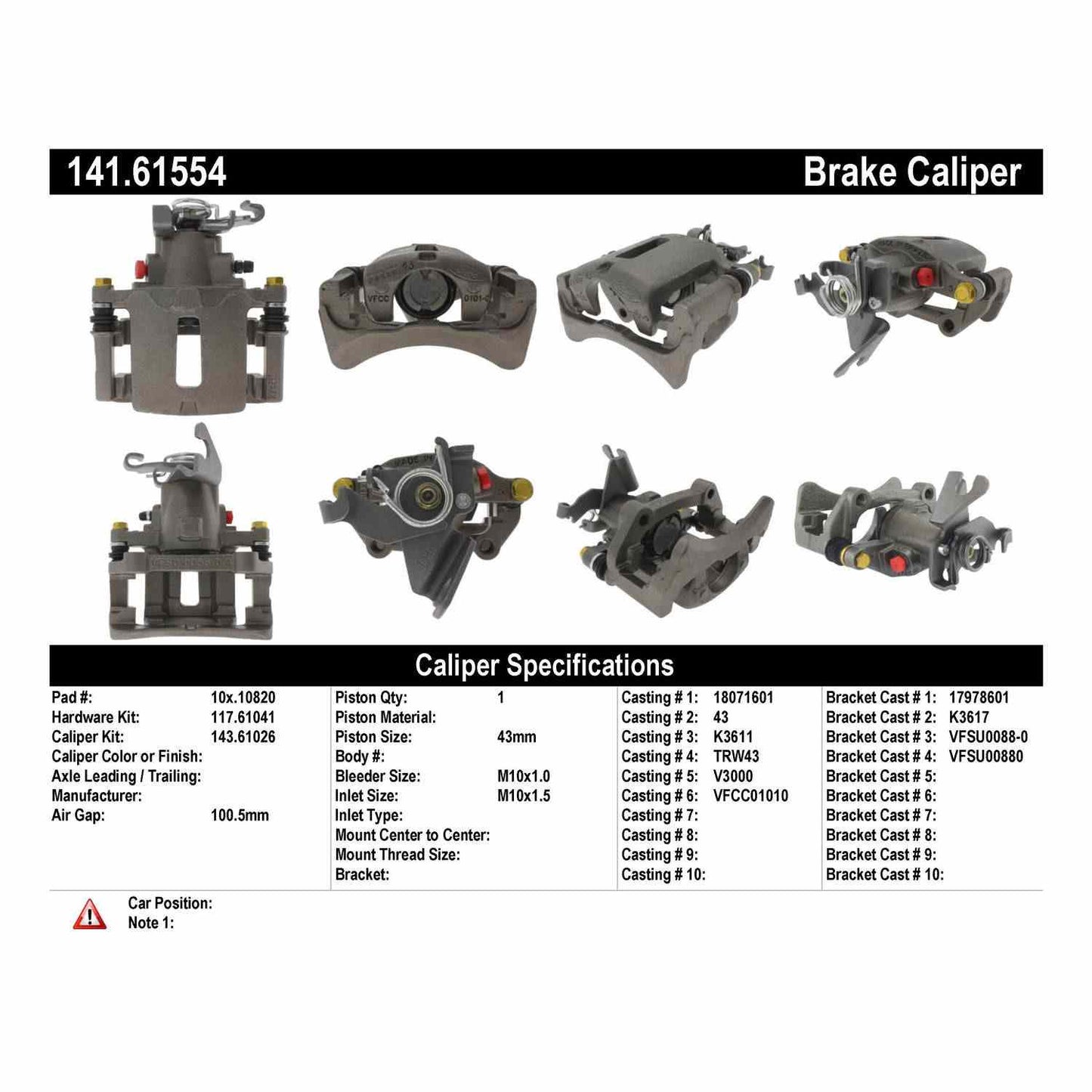 Centric Parts Disc Brake Caliper Semi-Loaded for 141.61554