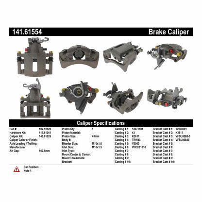 Centric Parts Disc Brake Caliper Semi-Loaded for 141.61554