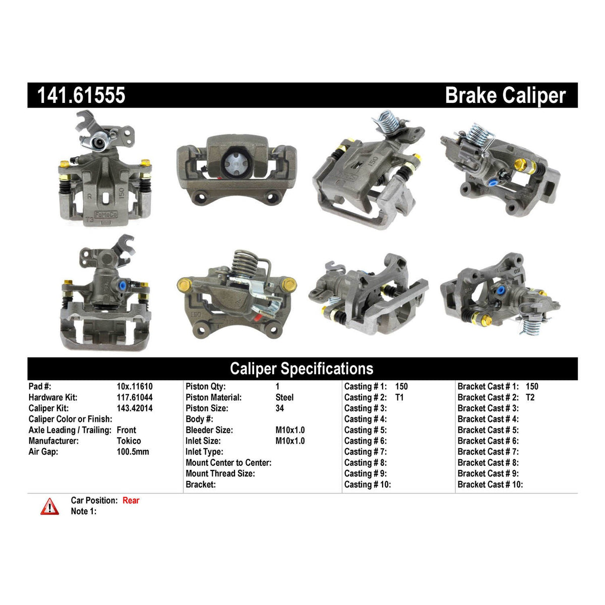 Centric Parts Semi-Loaded Brake Caliper 141.61555