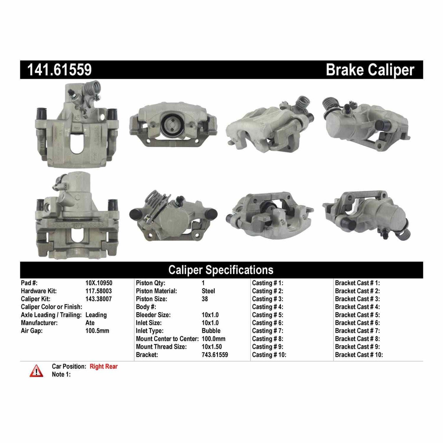 Centric Parts Disc Brake Caliper Semi-Loaded with Anti-Corrosion Finish 141.61559