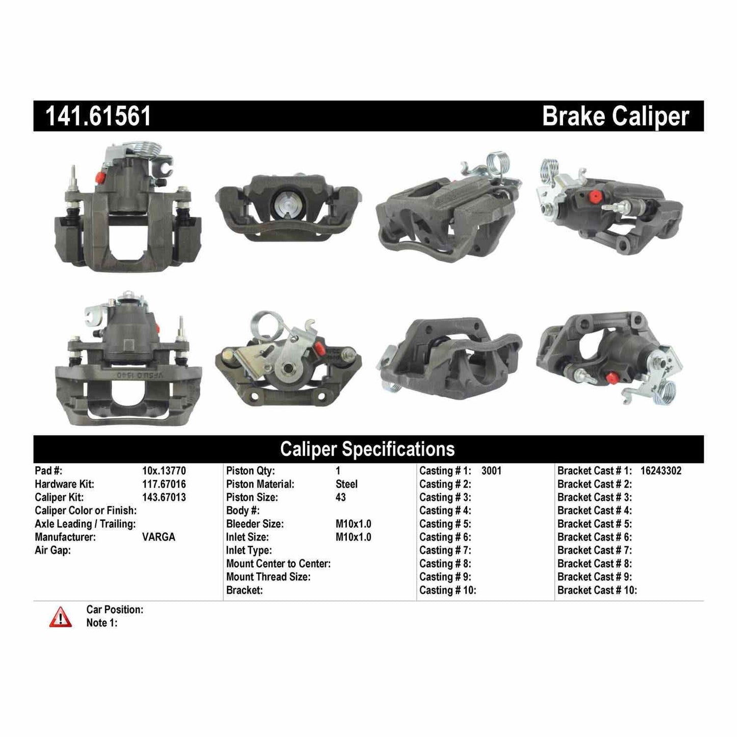 Centric Parts Disc Brake Caliper Semi-Loaded 141.61561