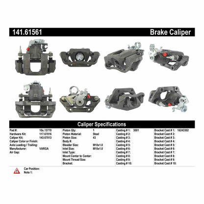 Centric Parts Disc Brake Caliper Semi-Loaded 141.61561