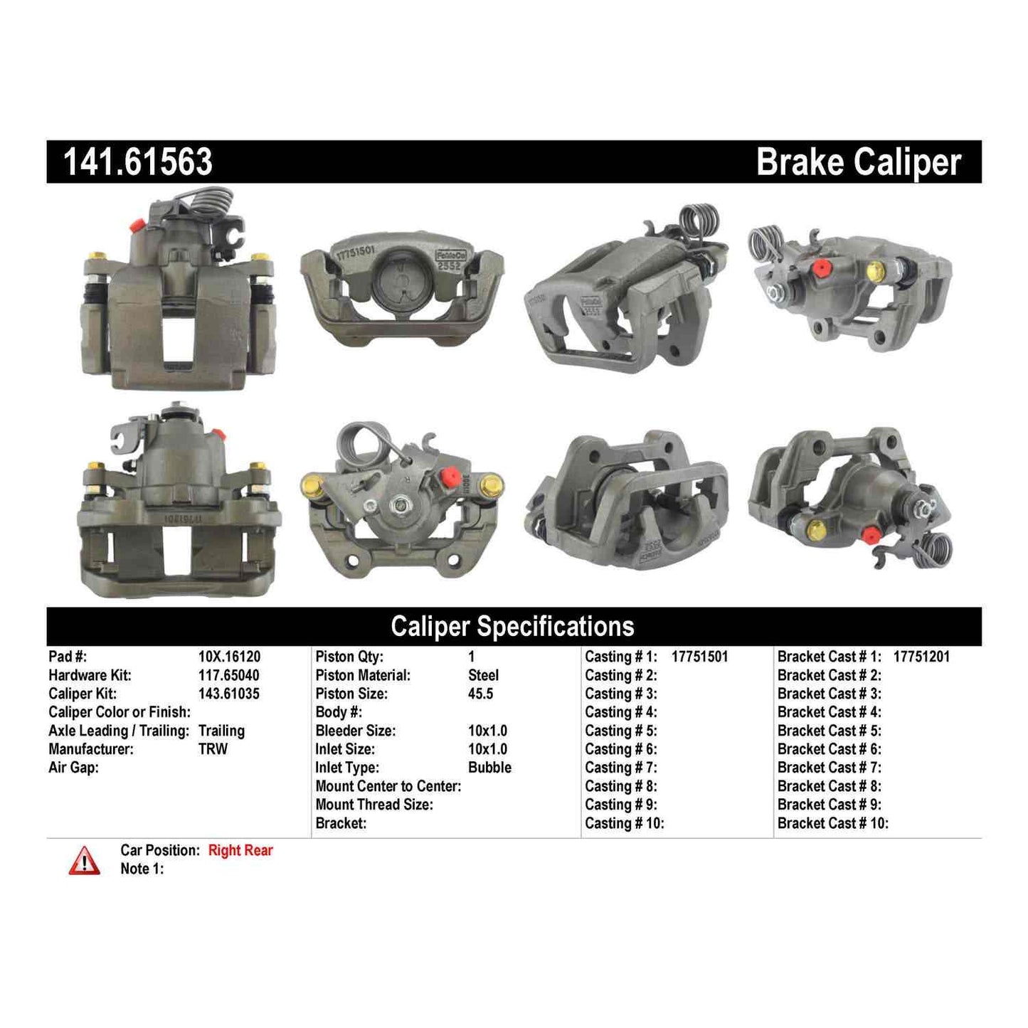 Centric Parts Semi-Loaded Brake Caliper 141.61563